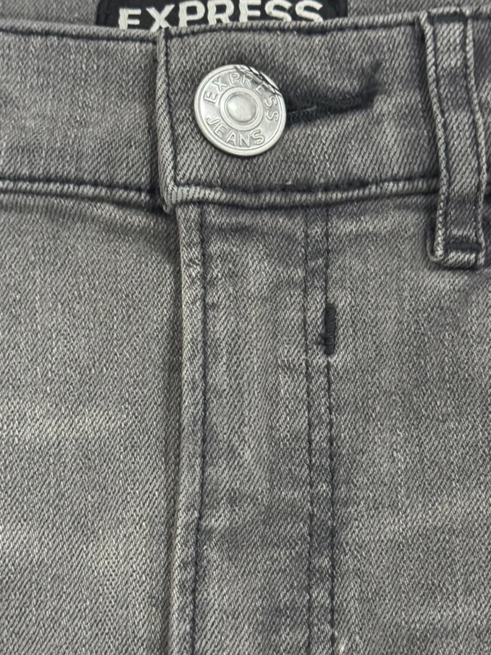 Express Black Distressed Denim Mini Skirt Raw Frayed Hem Stretch Size 4